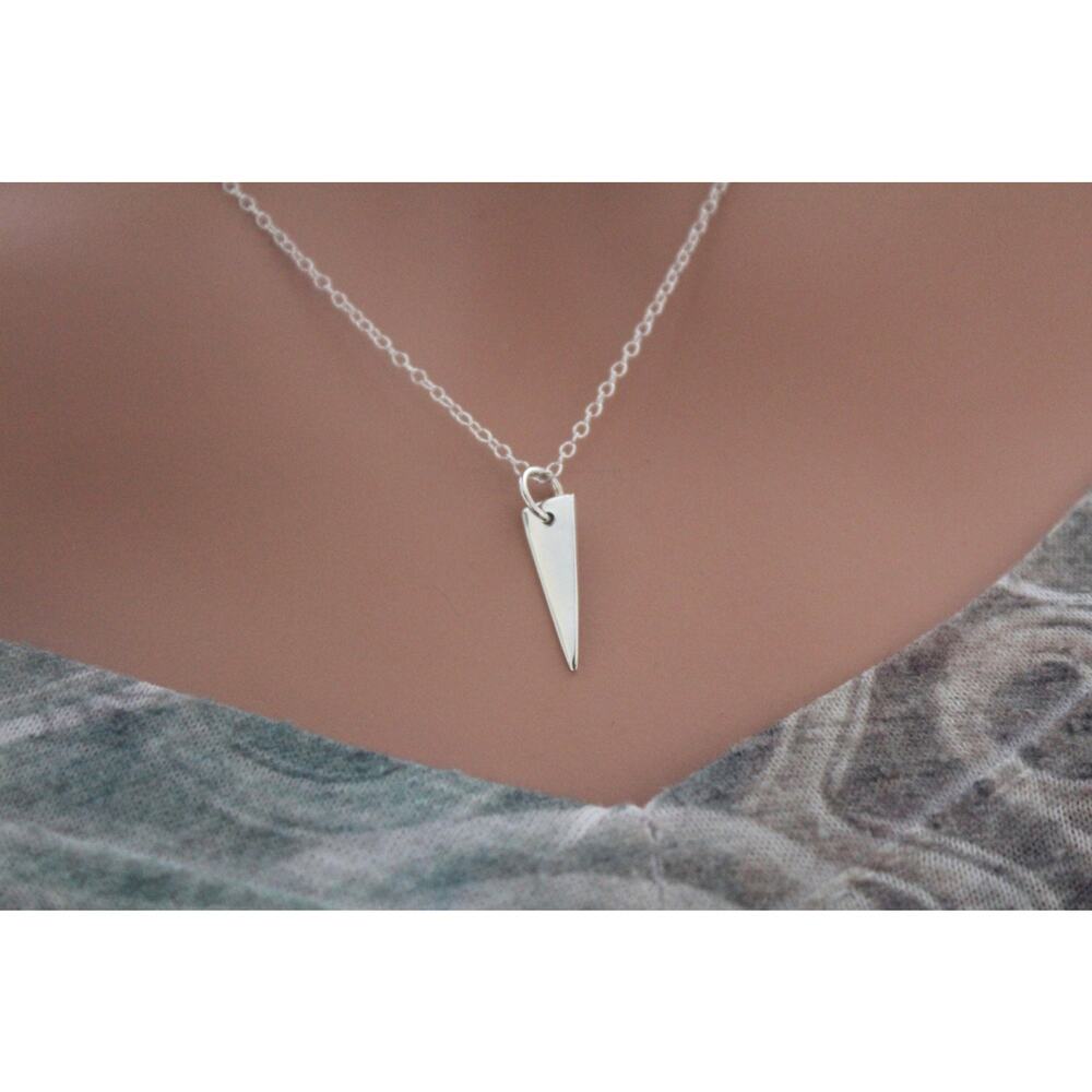 Sterling Silver Triangle Dangle Charm Necklace, T… - image 3